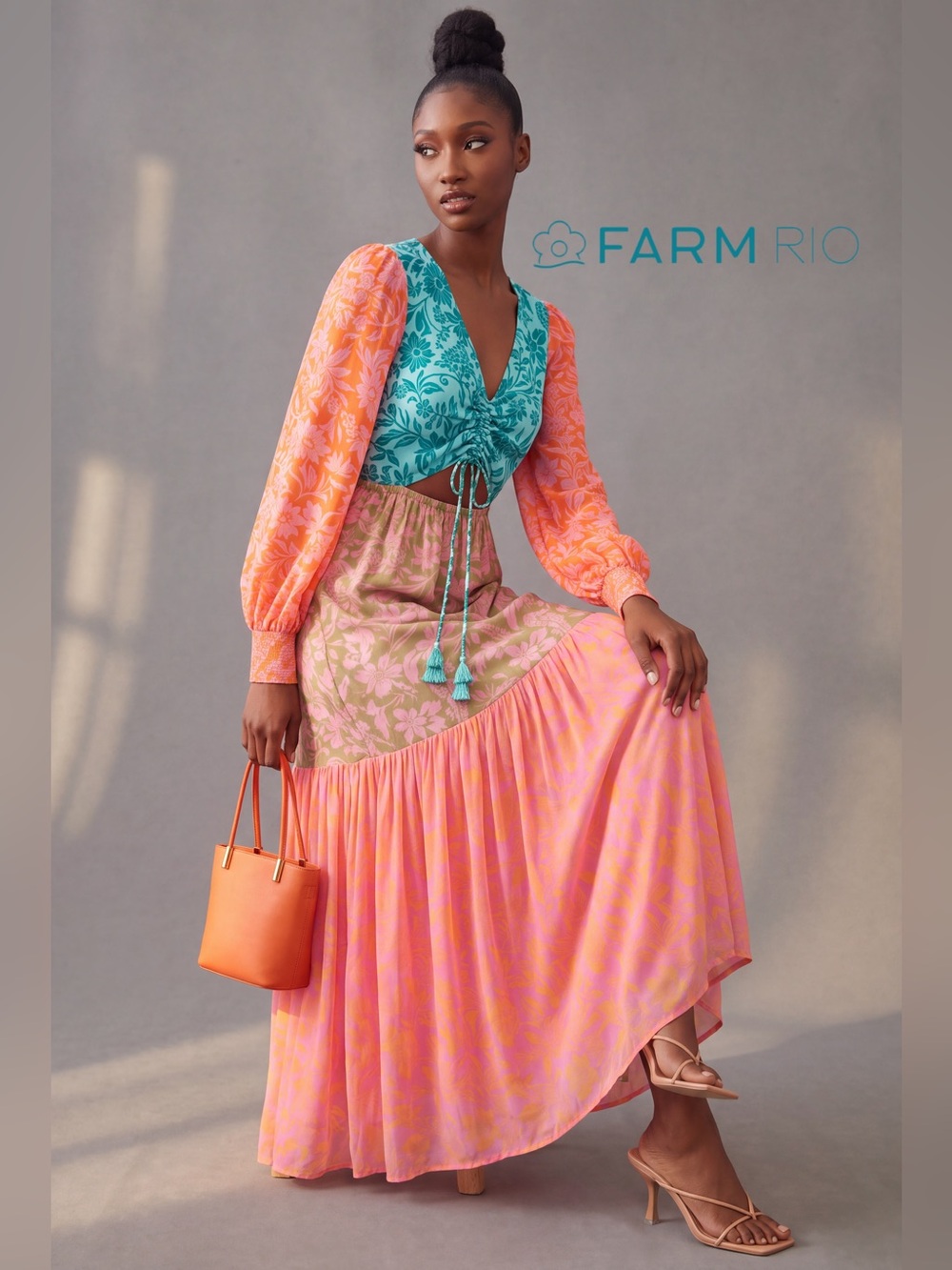 FARM Rio x Anthropologie Colorblock Cutout Maxi Dress - Size M
